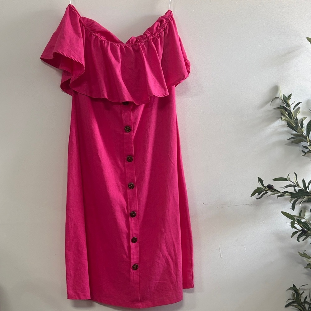 Chic Fuchsia Ruffle Midi Dress